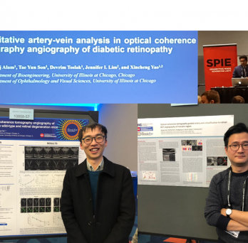 Two of our lab members presented posters of their research, Taehoon Kim on the left, and Taeyun Son on the right
                  